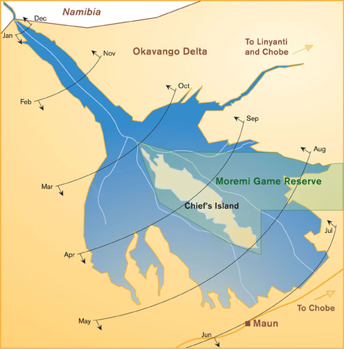 Botswana okavango delta flood map